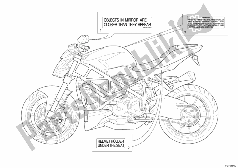 Tutte le parti per il Etichette Di Avvertimento del Ducati Streetfighter 848 USA 2012